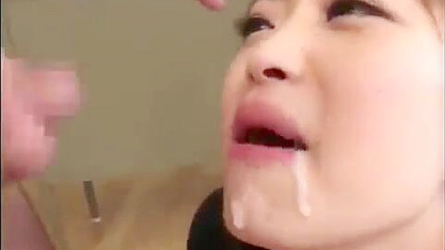 Japanese Woman Fully Covered in Creamy Cum, Face as the Canvas!