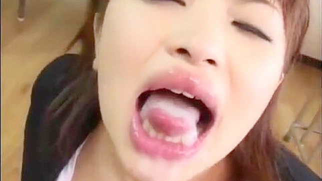 Japanese Woman Fully Covered in Creamy Cum, Face as the Canvas!