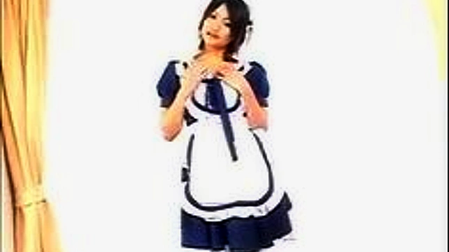 Hairy Pussy Japanese Maid Serving with Sexy Moves!