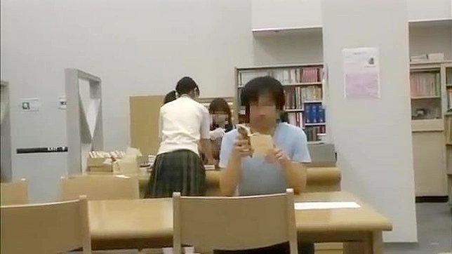 Japanese Hony Balls Deeps Inserts in Library Girl's Tight Pussy