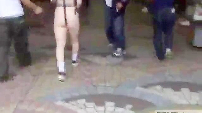 Naked Japanese girl paraded around in public for your XXX pleasure!