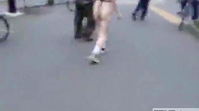 Naked Japanese girl paraded around in public for your XXX pleasure!