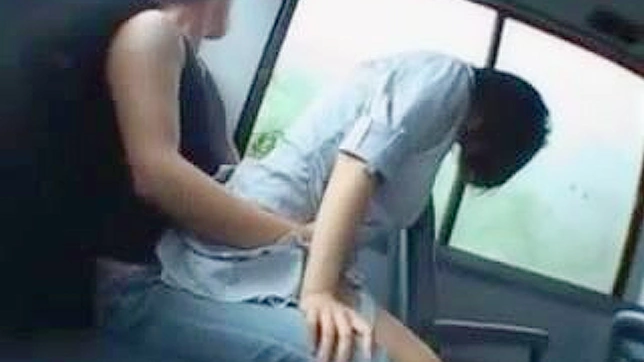 Erotic encounter with hot Japanese babe in a moving car