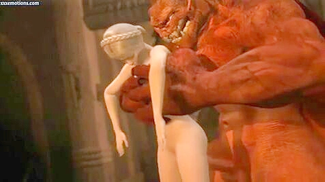 Racy and wild  sex-crazed monster ravishes beautiful blonde with passionate licking and fierce fucking