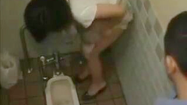 Public Bathroom Sex: Blonde Babe Sucks and Fucks Hunky Guys