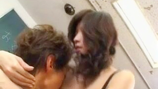 Jizz-soaked Japanese teacher in thong fucks student senseless in 69 hotbed