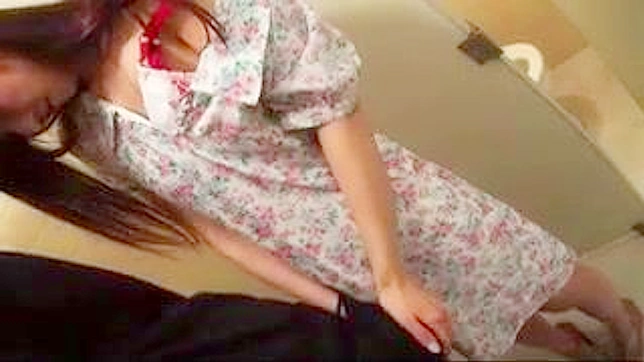 Cute Japanese schoolgirl with hairy pussy getting drilled in steamy bathroom