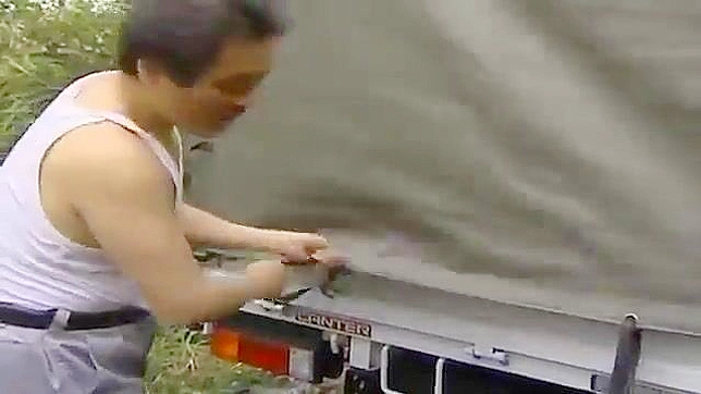 Porn video: Rough Japanese girl gets fucked by huge trucker's massive trunk