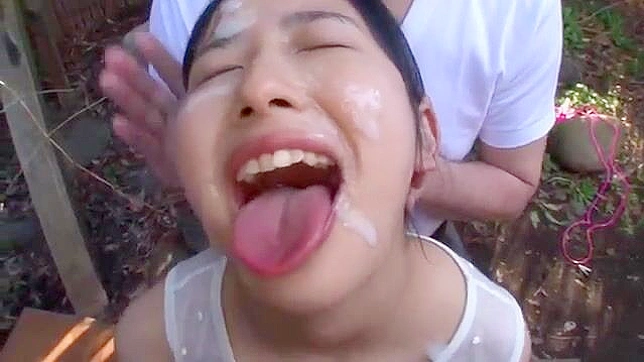 Japanese Girl in Livid Orgasm  Drenched in Creamy Cum  Face as Canvas