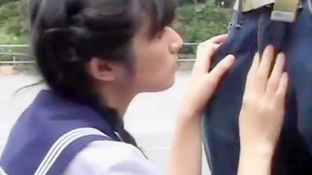 Jizz-drenched Japanese Schoolgirl Sucks and Fucks in Public Uniform!