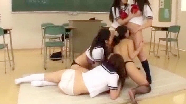 Japanese Schoolgirl Threesome Teaches Lesbian Lessons