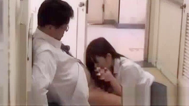 Japanese Porn Video Title - Giving Blowjob While Riding on Teacher Cock in the Corridor
