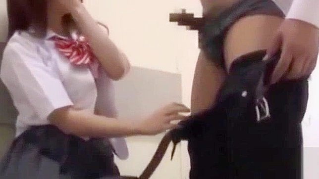 Japanese Porn Video Title - Giving Blowjob While Riding on Teacher Cock in the Corridor