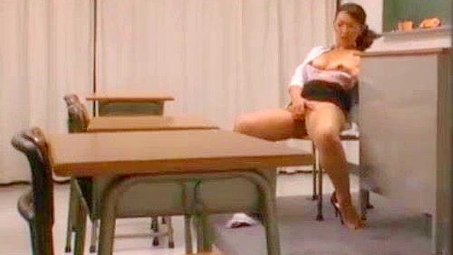 Japanese Pornstar Risa Kasumi Dominant Role as Head Mistress Fondling Wet Pussy
