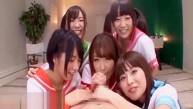 Japanese Schoolgirl Foursome with Hot Teacher - Uncensored Blowjobs!