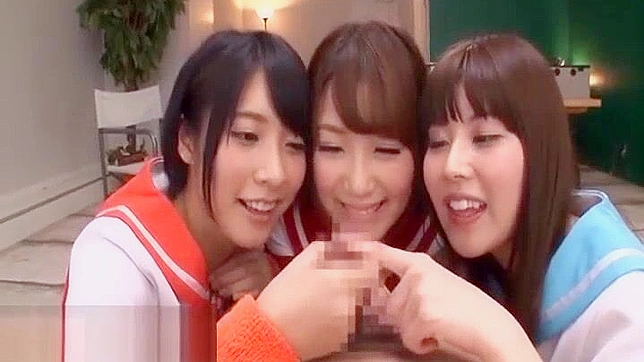 Japanese Schoolgirl Foursome with Hot Teacher - Uncensored Blowjobs!