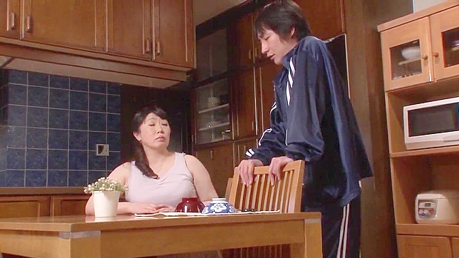 Japanese MILF Gives Son's Cock a Deep Throat, Sucks Him Off Like a Whore, Leaves Him Breathless for More