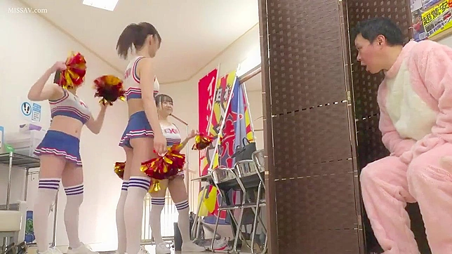 Japanese College Naked Cheerleaders' Squirt & Bang Football Star in Locker Room