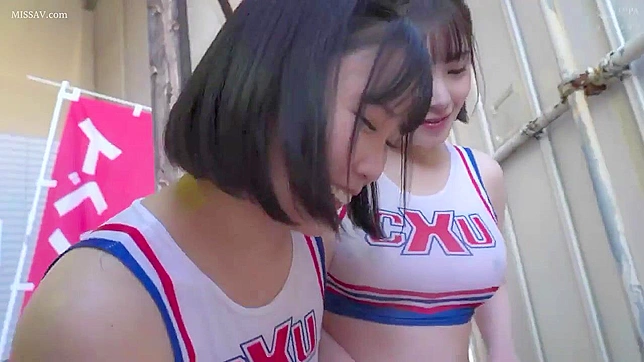 Exciting, intense Japanese college cheerleaders squirt and get banged by the football star in the nude locker room