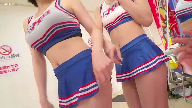 Japanese College Naked Cheerleaders Squirting and Banging Lucky Football Player in Locker Room Porn
