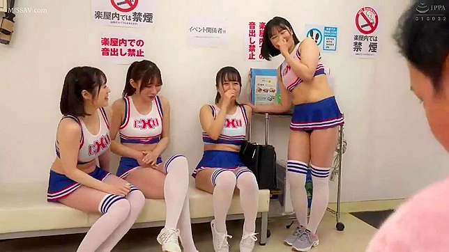 Japanese Nude College Cheerleaders Squirting and Banging Football Player Porn in Locker Room