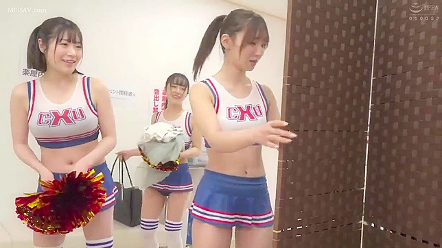 Japanese Nude College Cheerleaders Squirt and Bang Football Player in Locker Room Porn