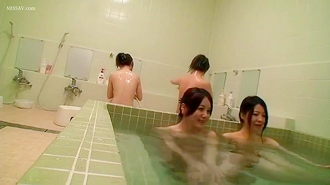 Voyeur's Delight! Japanese Beauty's Nude Body in Steamy Public Shower!