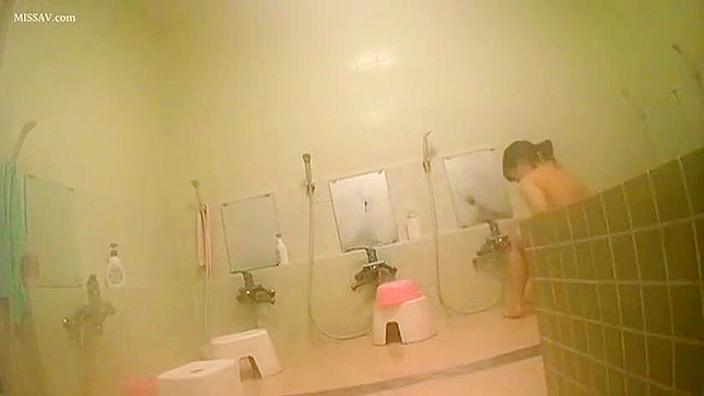 Voyeurism at Its Best! Nude Japanese Beauty in Public Shower!