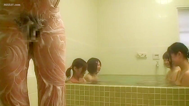Nude Japanese Beauty in Public Shower Exposed by Voyeur!