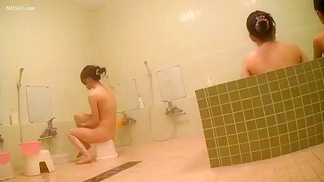Naked Japanese Beauty Exposed in Public Shower Voyeur XXX Scene!