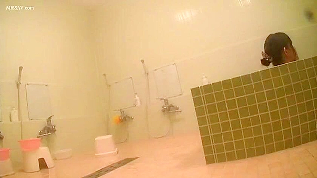 Naked Japanese Beauty Exposed in Public Shower Voyeur XXX Scene!
