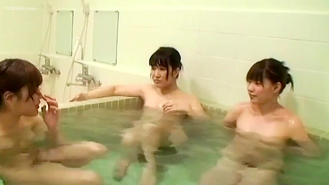 Japanese Schoolgirls' Erotic Bath Time in Public Shower, #Voyeur