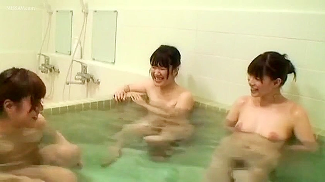 Japanese Schoolgirls' Erotic Bath Time in Public Shower, #Voyeur