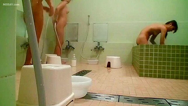 X-Rated Scene! Lusty Japanese Schoolgirls' Nudity in Public Shower, #Voyeur
