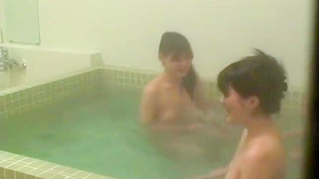 X-Rated Scene! Lusty Japanese Schoolgirls' Nudity in Public Shower, #Voyeur