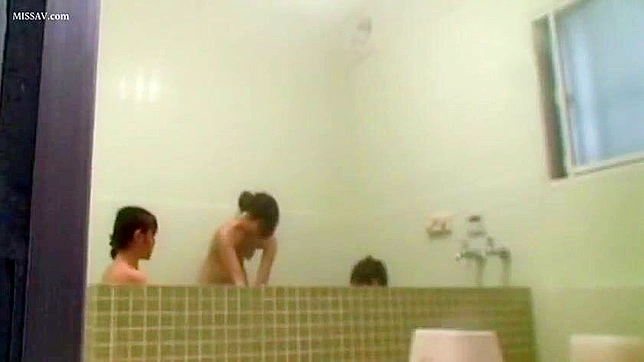 Naughty Japanese Schoolgirls Exposed in Public Shower, #Voyeur