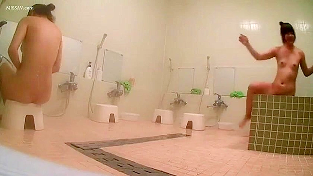 Sexual Misconduct! Lusty Japanese Schoolgirls' Nudity in Public Shower, #Voyeur