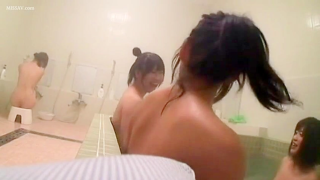 Forbidden Pleasure! Naked Japanese Schoolgirls in Public Shower, #Voyeur