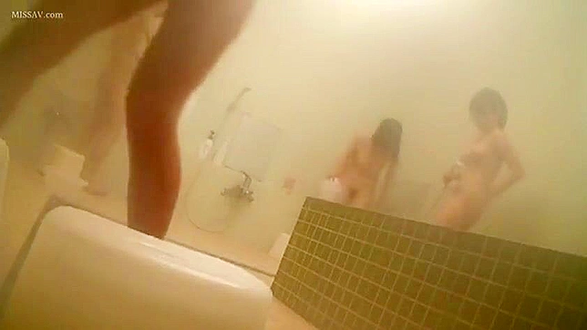 Sneaky Peek! Pornstar-Status Japanese Schoolgirls Pose Nude in Public Shower