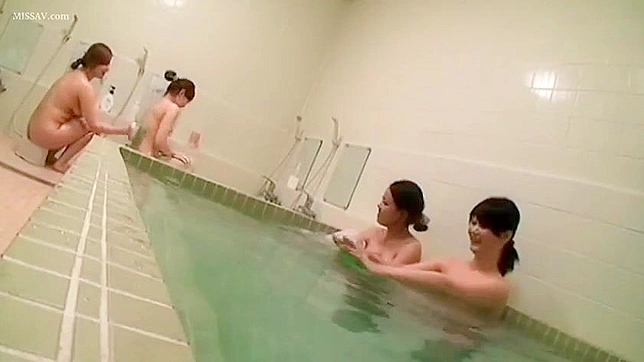 Steamy Scene! Young, Naked Japanese Schoolgirls Get Soapy in Public Shower, #Voyeur
