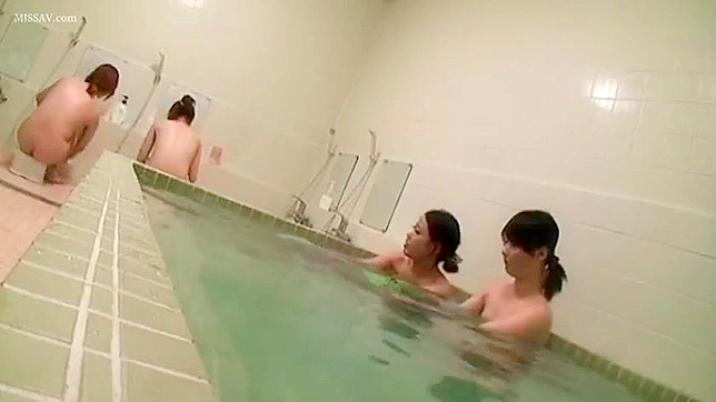 Steamy Scene! Young, Naked Japanese Schoolgirls Get Soapy in Public Shower, #Voyeur