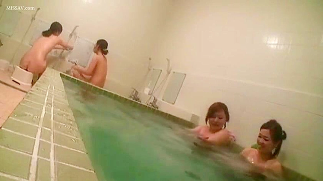 Sultry Soap XXX Opera! Young, Nude Japanese Schoolgirls Bathe Together in Public Shower
