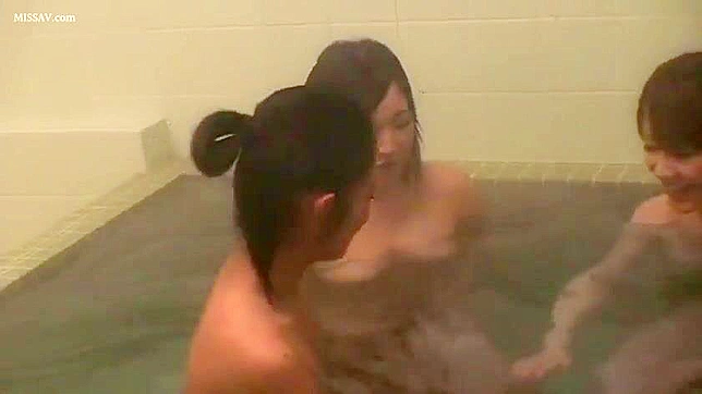 Forbidden Fantasy! Naked Japanese Schoolgirls Tempt Voyeur in Public Shower