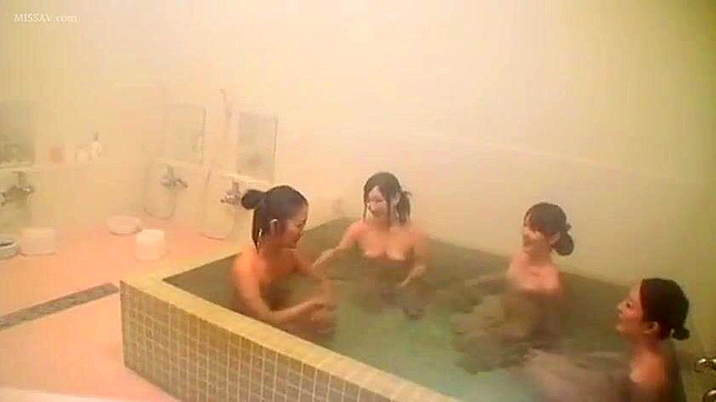 Forbidden Fantasy! Naked Japanese Schoolgirls Tempt Voyeur in Public Shower