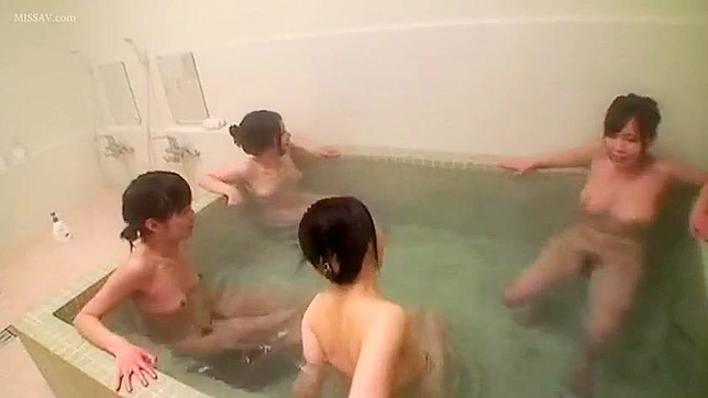 Teen Temptresses! Young, Nude Japanese Schoolgirls Seduce Voyeur in Public Shower