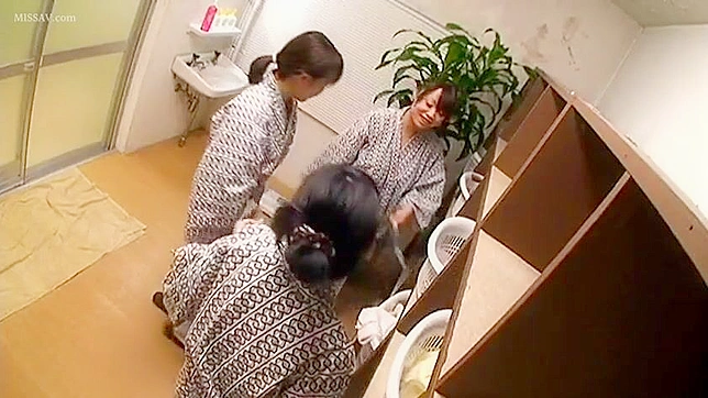 Lewd Locker Room! Voyeur Gets a Sneak Peek of Nude Japanese Schoolgirls in Public Shower