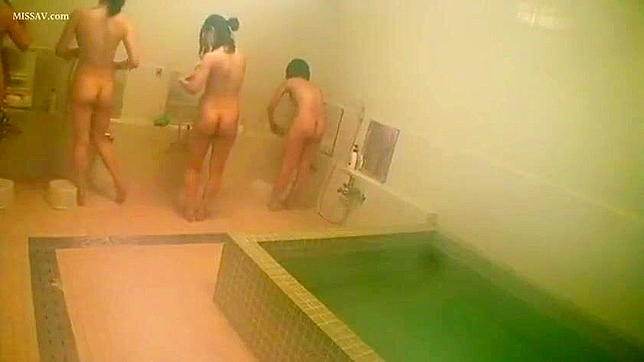 Risque Voyeur Recording! Young, Nude Japanese Schoolgirls Getting Soapy in Public Shower