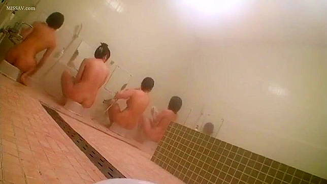 Scandalous Capture! Young, Nude Japanese Schoolgirls Giving Voyeur a Treat in Public Shower