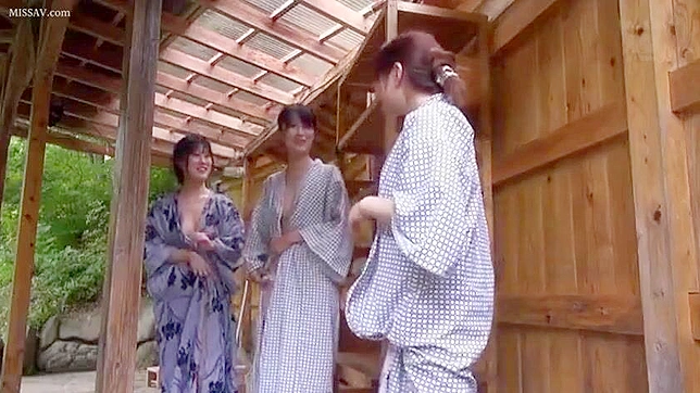 Spy on Japanese schoolgirls undressing in public onsen, big boobs nude pussy voyeur fun!