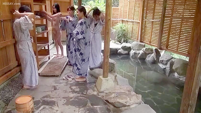 Steamy Naughtiness -  Nude Japanese Schoolgirls in Onsen Сaught on Cam Pervy Voyeur!